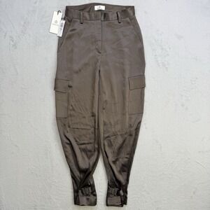 Aritzia Babaton Pants Women's Refined Satin High Waisted Cargo Brown‎ Size 2 NWT
